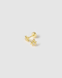 Brinco Estrela Zadie Tarraxa Plana - Ouro 18K | SILLENE