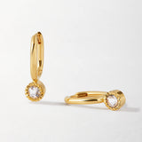 Brinco Gota Pedra do Mês - Abril (Topázio Branco) - Ouro 18K | SILLENE