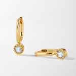 Brinco Gota Pedra do Mês - Dezembro (Topázio Azul) - Ouro 18K | SILLENE