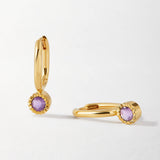 Brinco Gota Pedra do Mês - Fevereiro (Ametista) - Ouro 18K | SILLENE