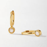 Brinco Gota Pedra do Mês - Junho (Pedra-da-Lua) - Ouro 18K | SILLENE