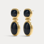 Brinco Midnight Mesa Pendente com Ágata Negra - Ouro 18K | SILLENE