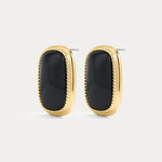 Brinco Midnight Mesa Statement com Ágata Negra - Ouro 18K | SILLENE