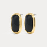 Brinco Midnight Mesa Statement com Ágata Negra - Ouro 18K | SILLENE