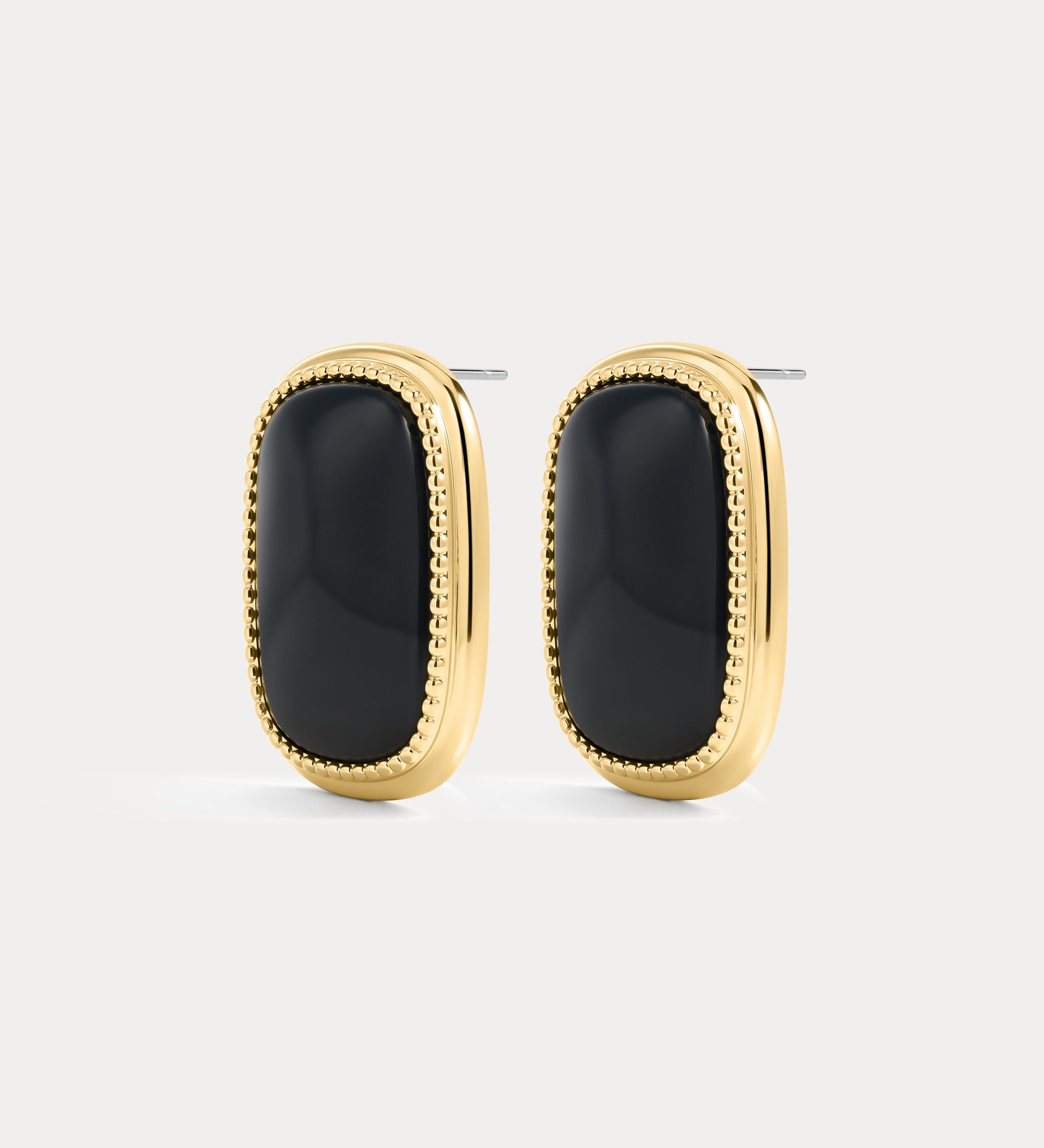 Brinco Midnight Mesa Statement com Ágata Negra - Ouro 18K | SILLENE
