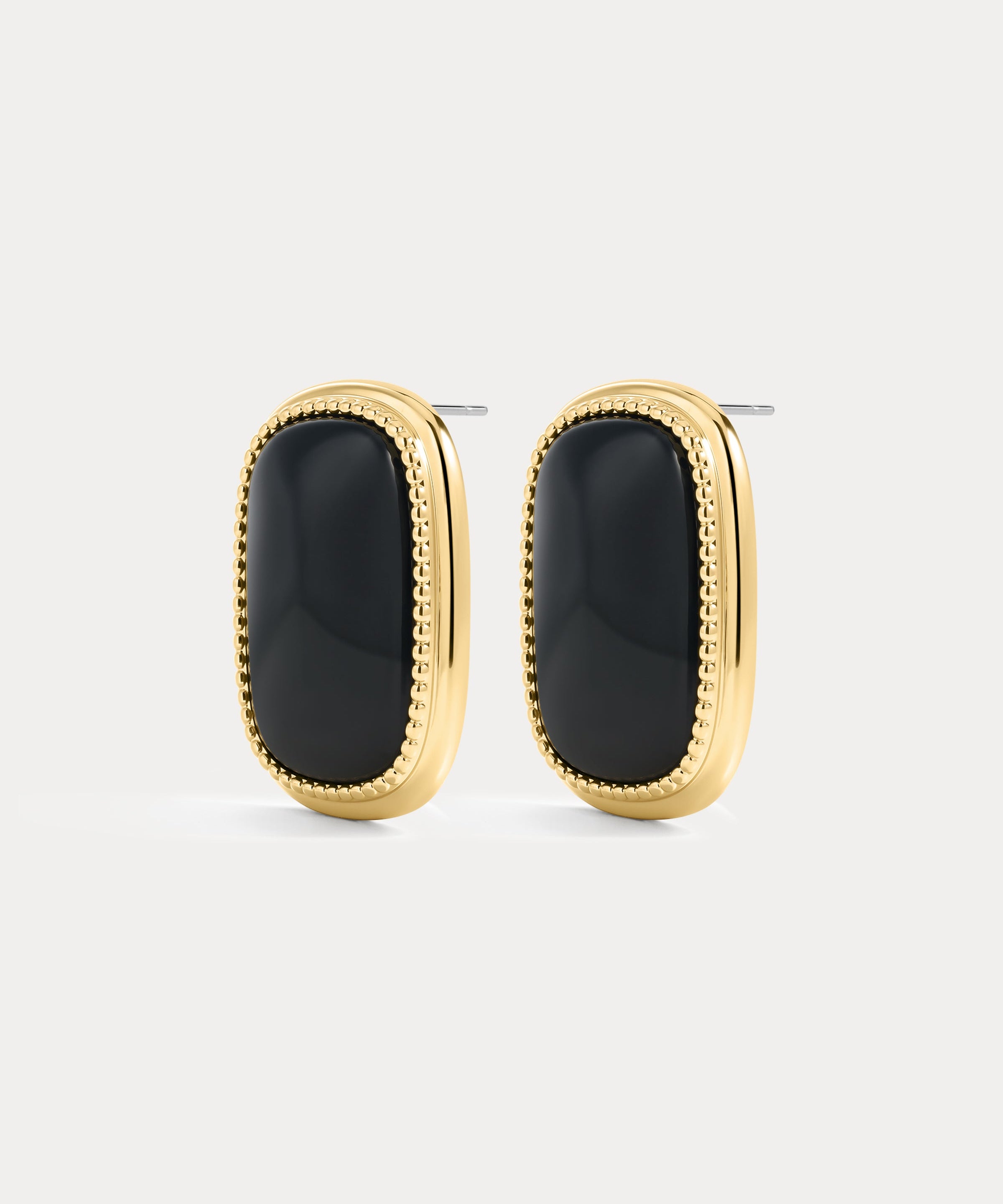 Brinco Midnight Mesa Statement com Ágata Negra - Ouro 18K | SILLENE
