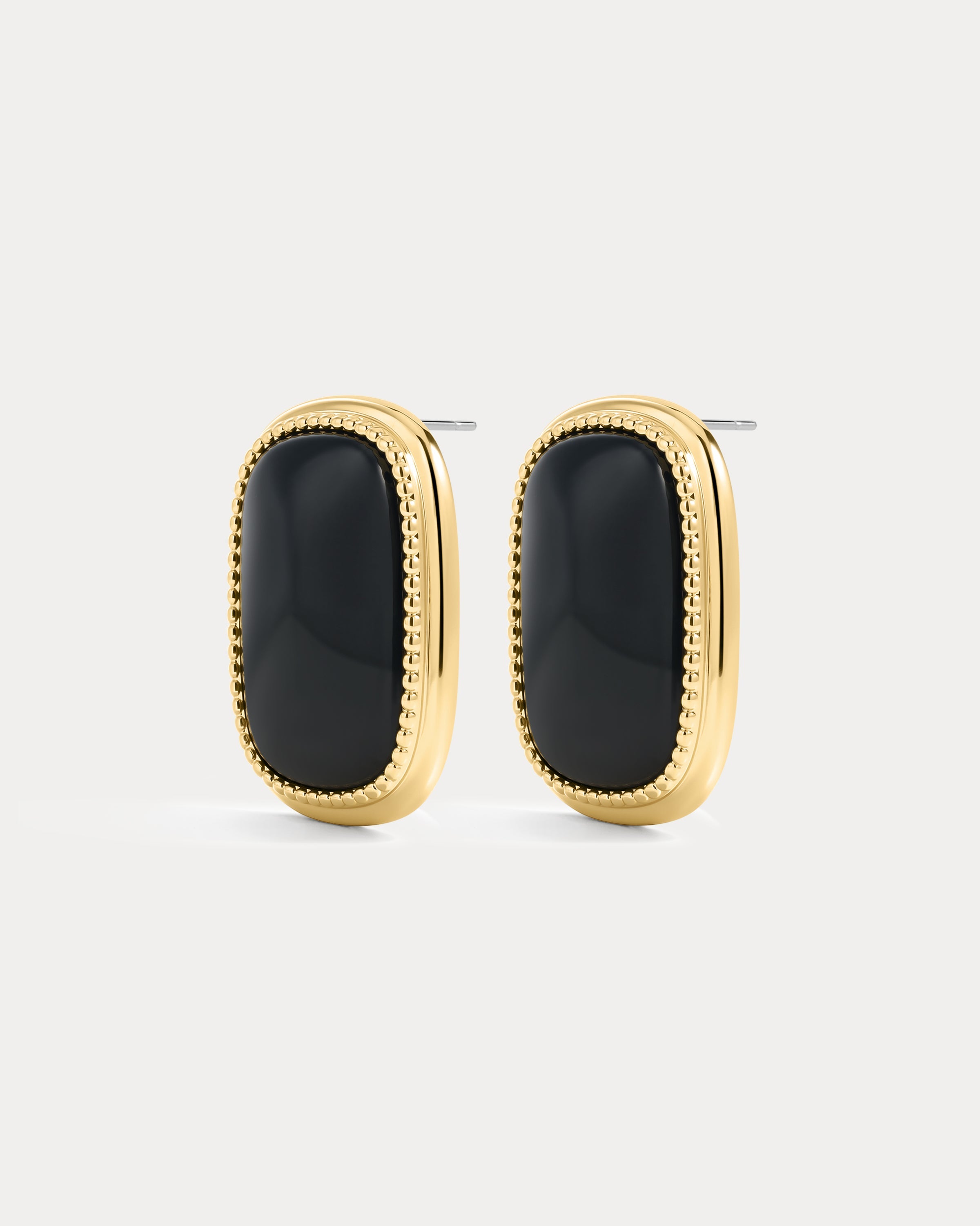 Brinco Midnight Mesa Statement com Ágata Negra - Ouro 18K | SILLENE