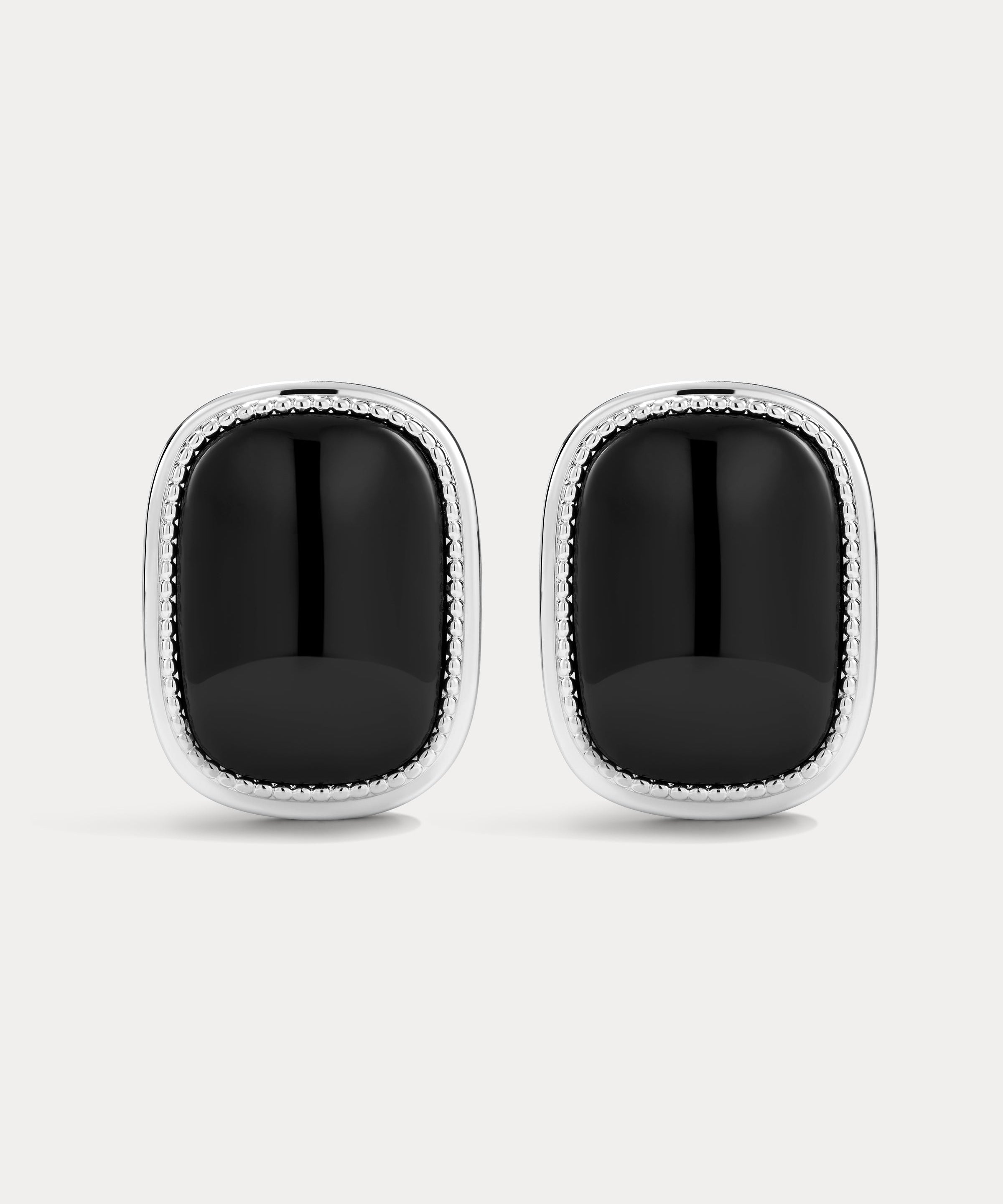 Brinco Midnight Mesa Statement com Ágata Negra - Prata | SILLENE