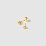 Brinco Mischa Tarraxa Plana - Ouro 18K | SILLENE