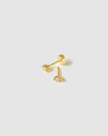 Brinco Mischa Tarraxa Plana - Ouro 18K | SILLENE