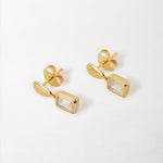 Brinco Pebble Pedra do Mês - Abril (Topázio Branco) - Ouro 18K | SILLENE