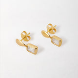 Brinco Pebble Pedra do Mês - Abril (Topázio Branco) - Ouro 18K | SILLENE