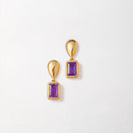 Brinco Pebble Pedra do Mês - Fevereiro (Ametista) - Ouro 18K | SILLENE
