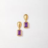 Brinco Pebble Pedra do Mês - Fevereiro (Ametista) - Ouro 18K | SILLENE