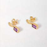 Brinco Pebble Pedra do Mês - Fevereiro (Ametista) - Ouro 18K | SILLENE
