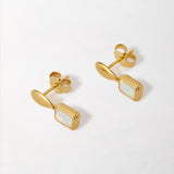 Brinco Pebble Pedra do Mês - Outubro (Opala) - Ouro 18K | SILLENE