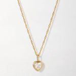 Colar Coração Grande Safira Branca - Ouro 18K | SILLENE