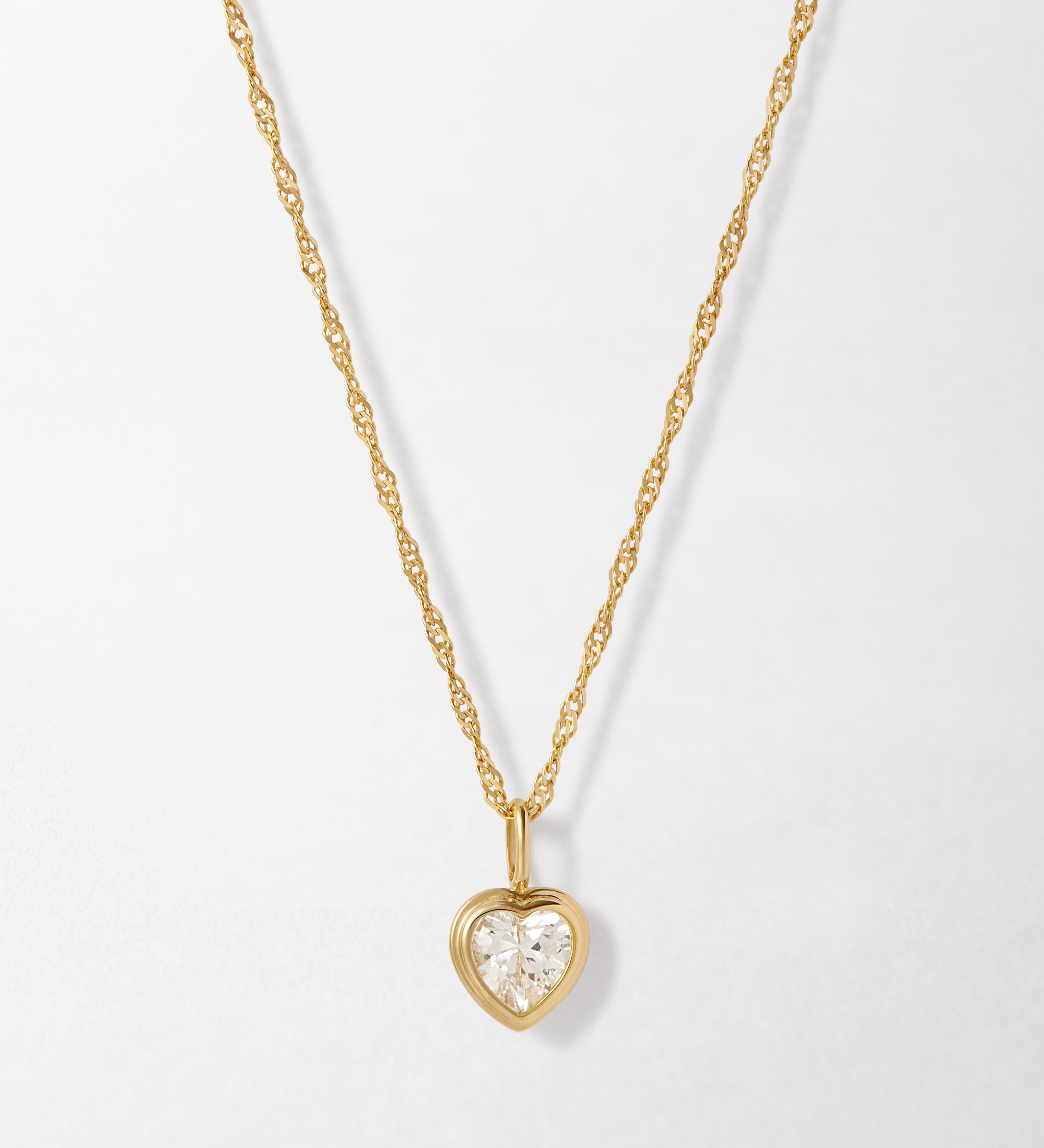 Colar Coração Grande Safira Branca - Ouro 18K | SILLENE