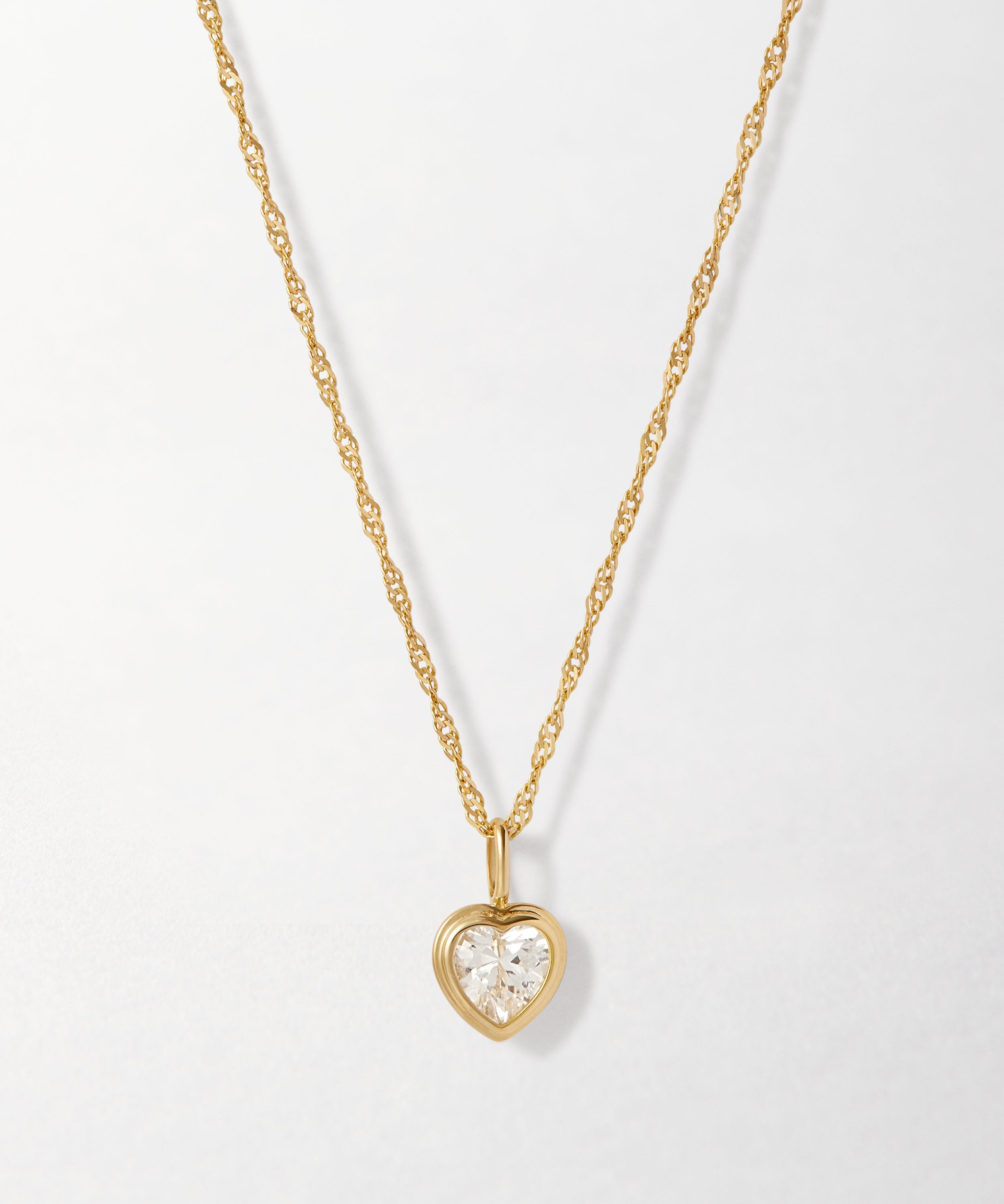Colar Coração Grande Safira Branca - Ouro 18K | SILLENE