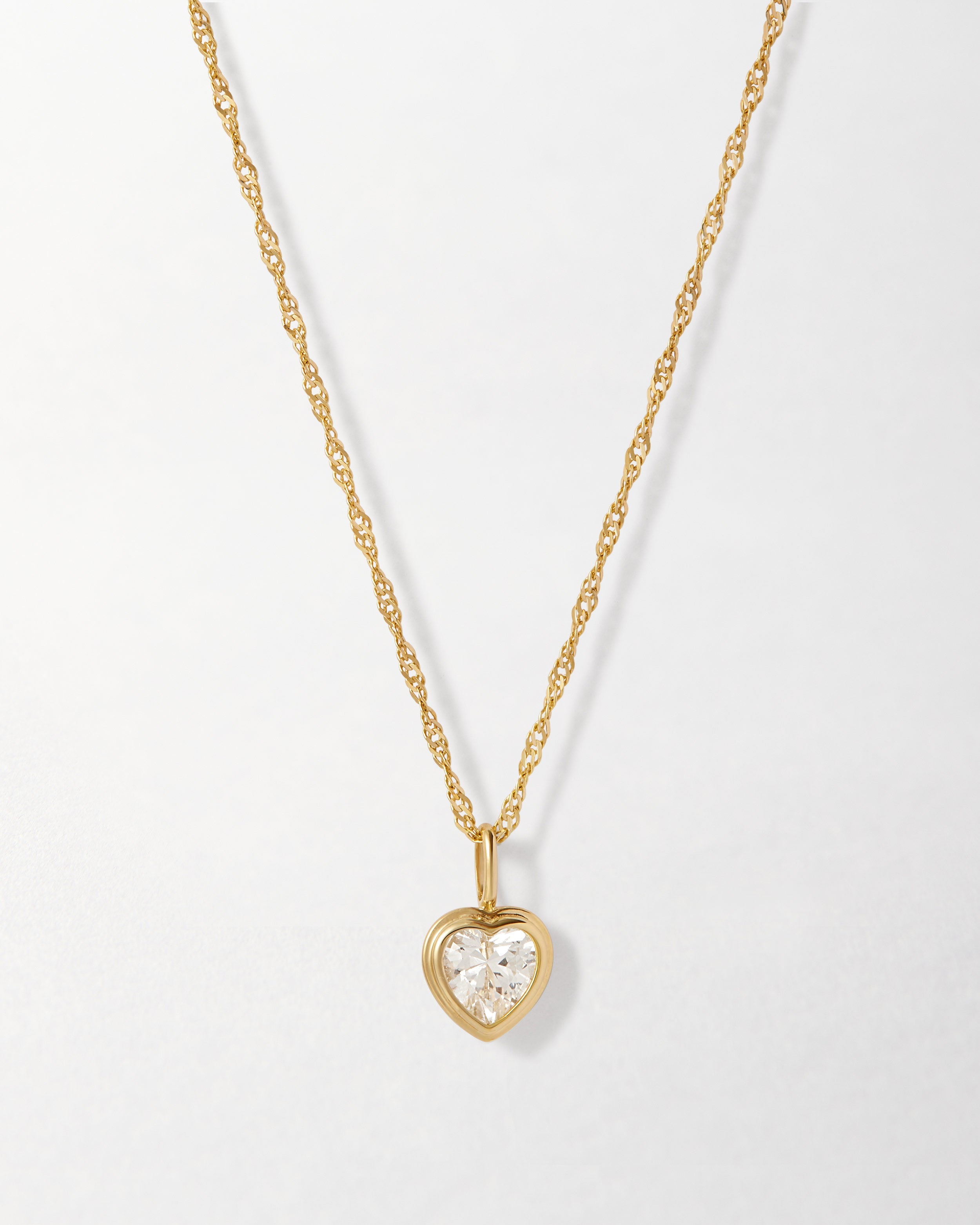 Colar Coração Grande Safira Branca - Ouro 18K | SILLENE