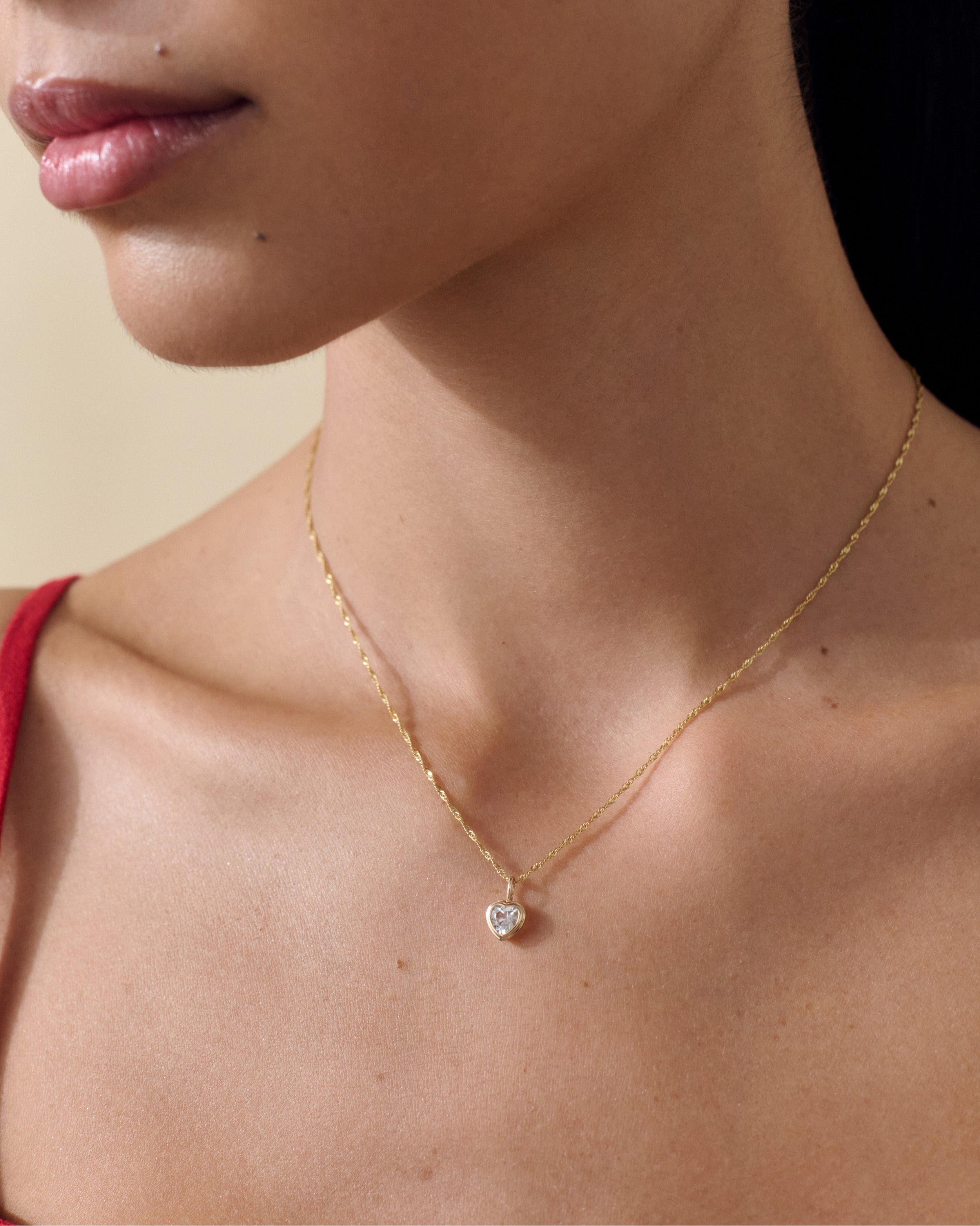 Colar Coração Grande Safira Branca - Ouro 18K | SILLENE
