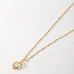 Colar Coração Grande Safira Branca - Ouro 18K | SILLENE