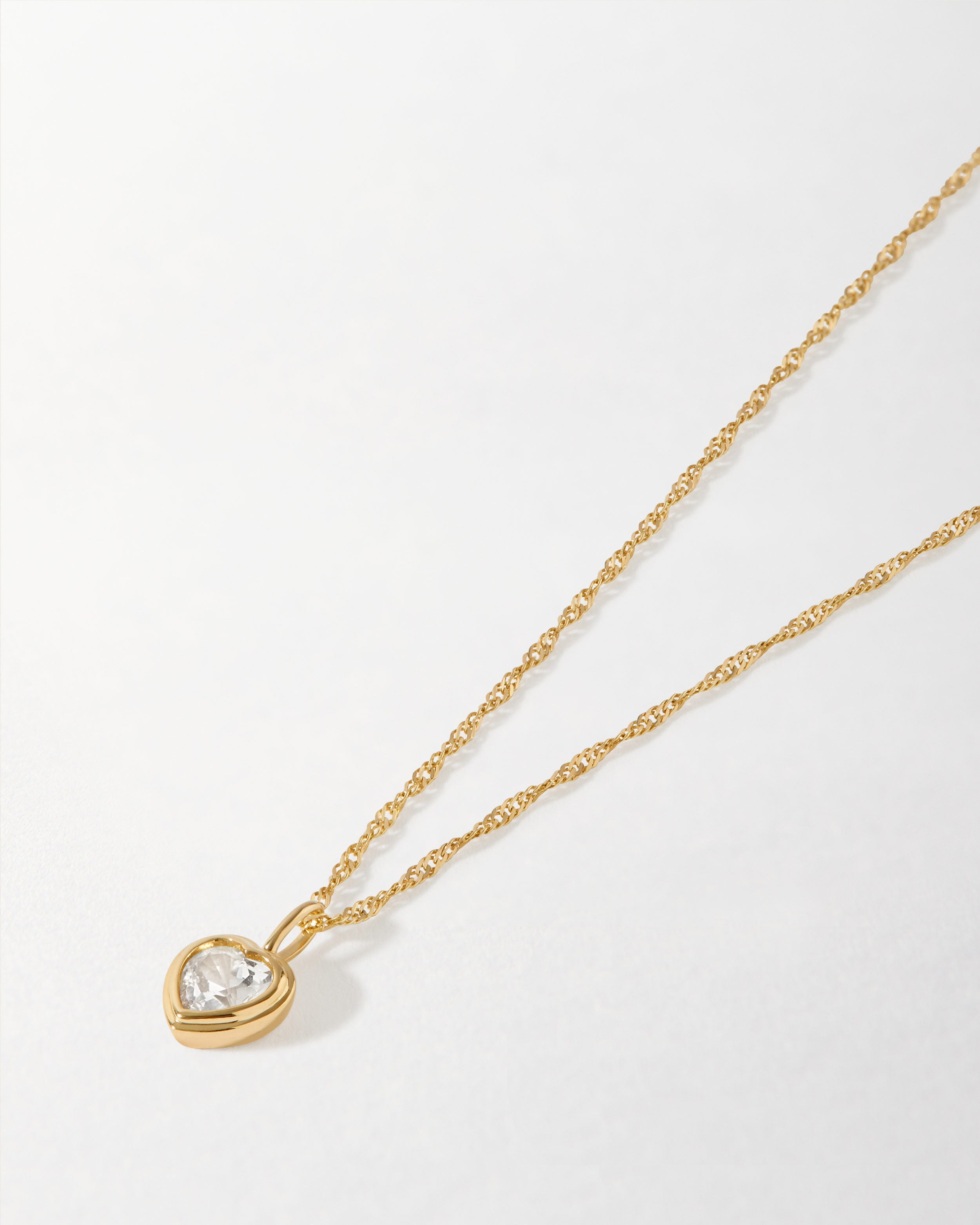 Colar Coração Grande Safira Branca - Ouro 18K | SILLENE