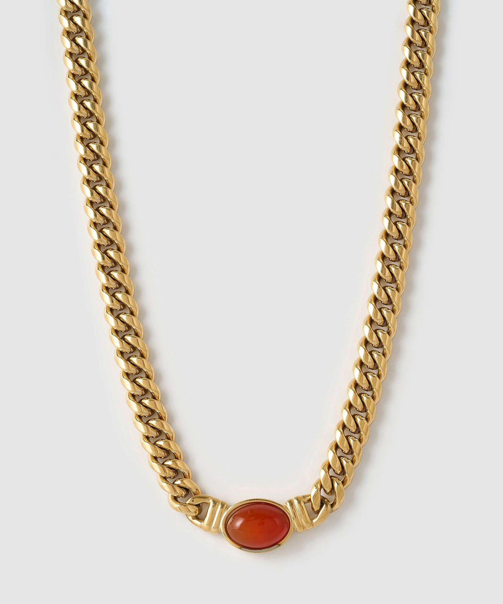 Colar Corrente Odette Ágata Vermelha - Ouro 18K | SILLENE