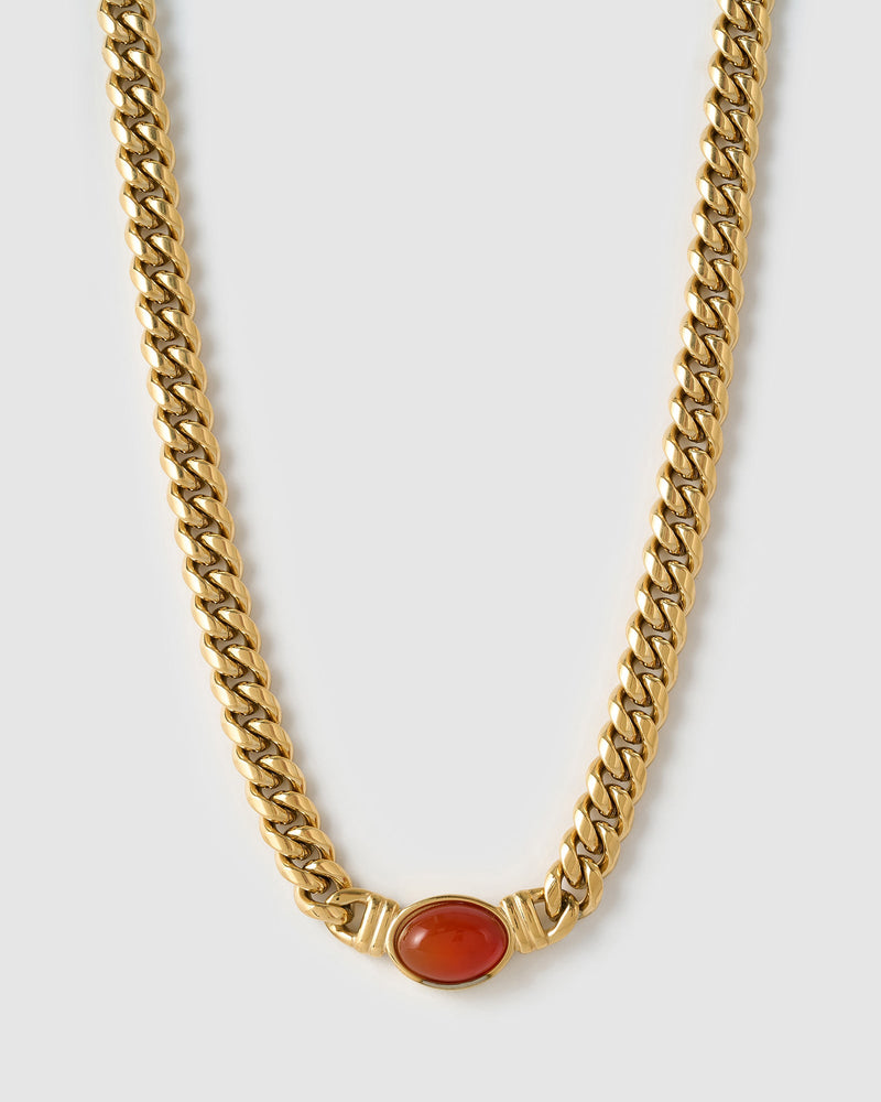 Colar Corrente Odette Ágata Vermelha - Ouro 18K | SILLENE