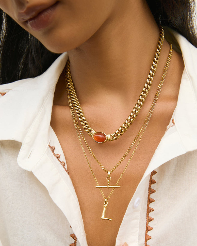 Colar Corrente Odette Ágata Vermelha - Ouro 18K | SILLENE