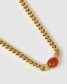 Colar Corrente Odette Ágata Vermelha - Ouro 18K | SILLENE