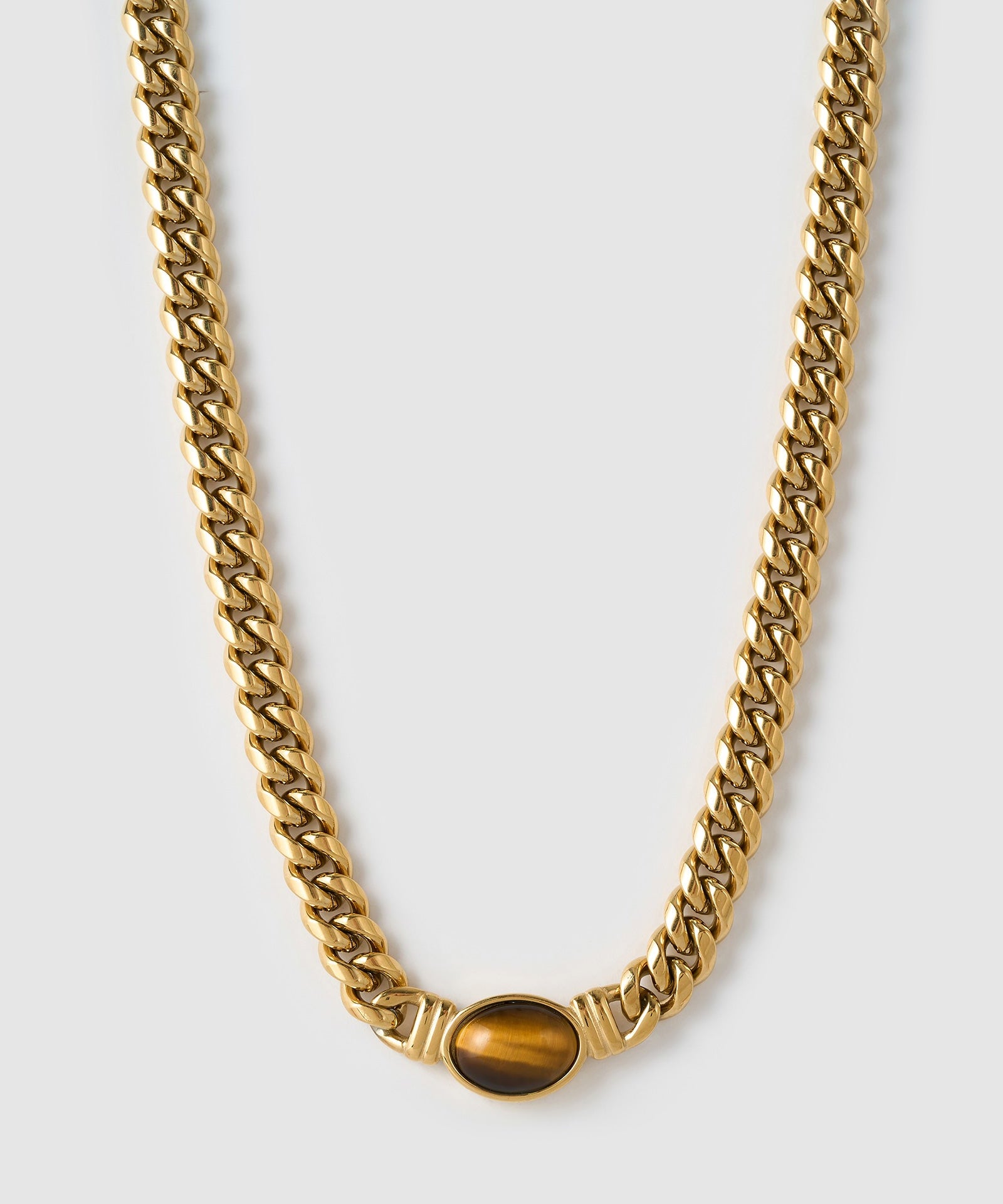 Colar Corrente Odette Olho de Tigre - Ouro 18K | SILLENE