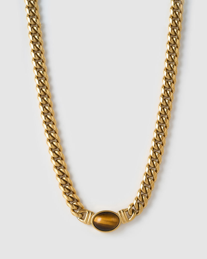 Colar Corrente Odette Olho de Tigre - Ouro 18K | SILLENE