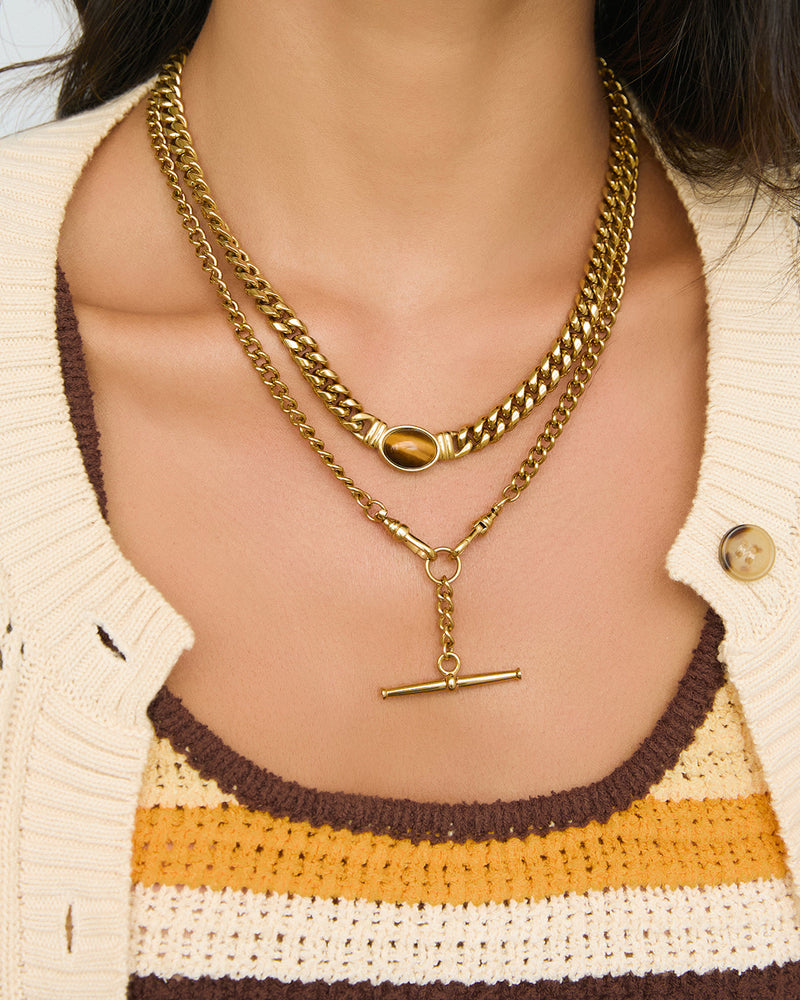 Colar Corrente Odette Olho de Tigre - Ouro 18K | SILLENE