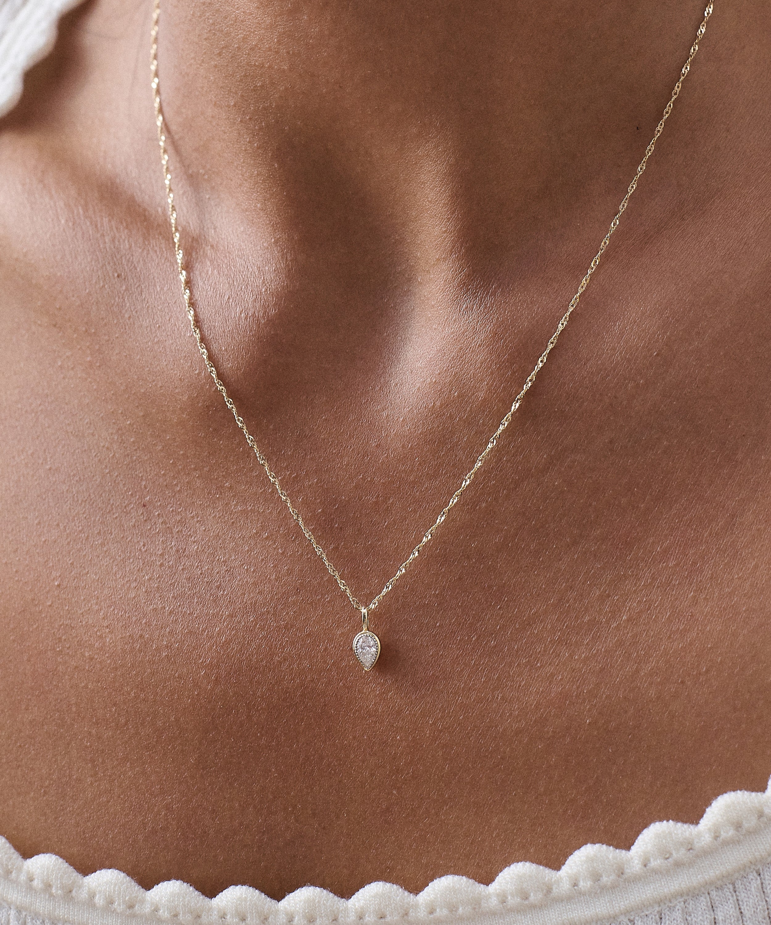 Colar Lapidação Pera - Ouro 18K | SILLENE