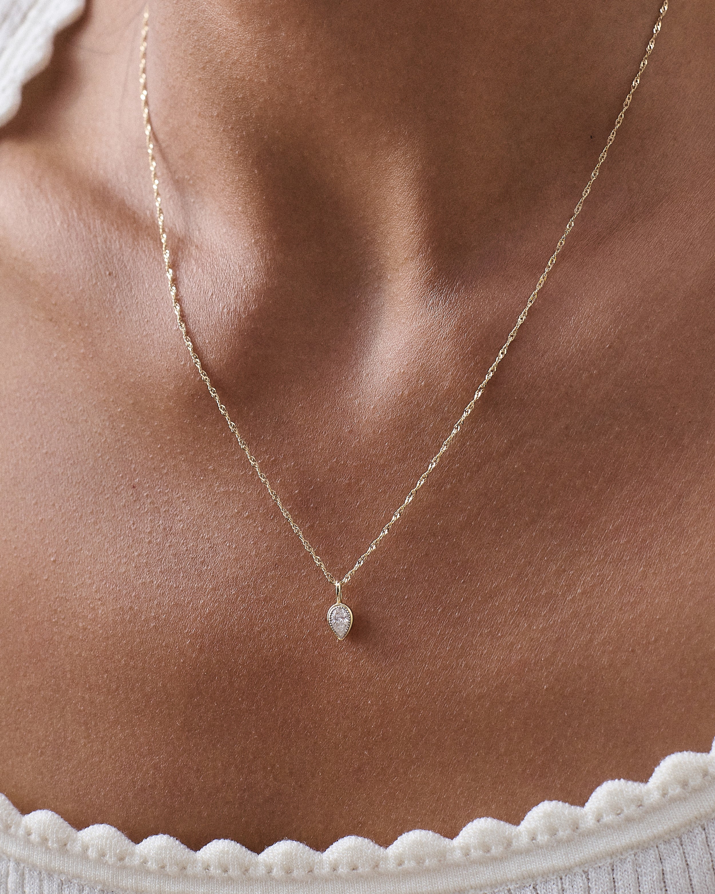 Colar Lapidação Pera - Ouro 18K | SILLENE