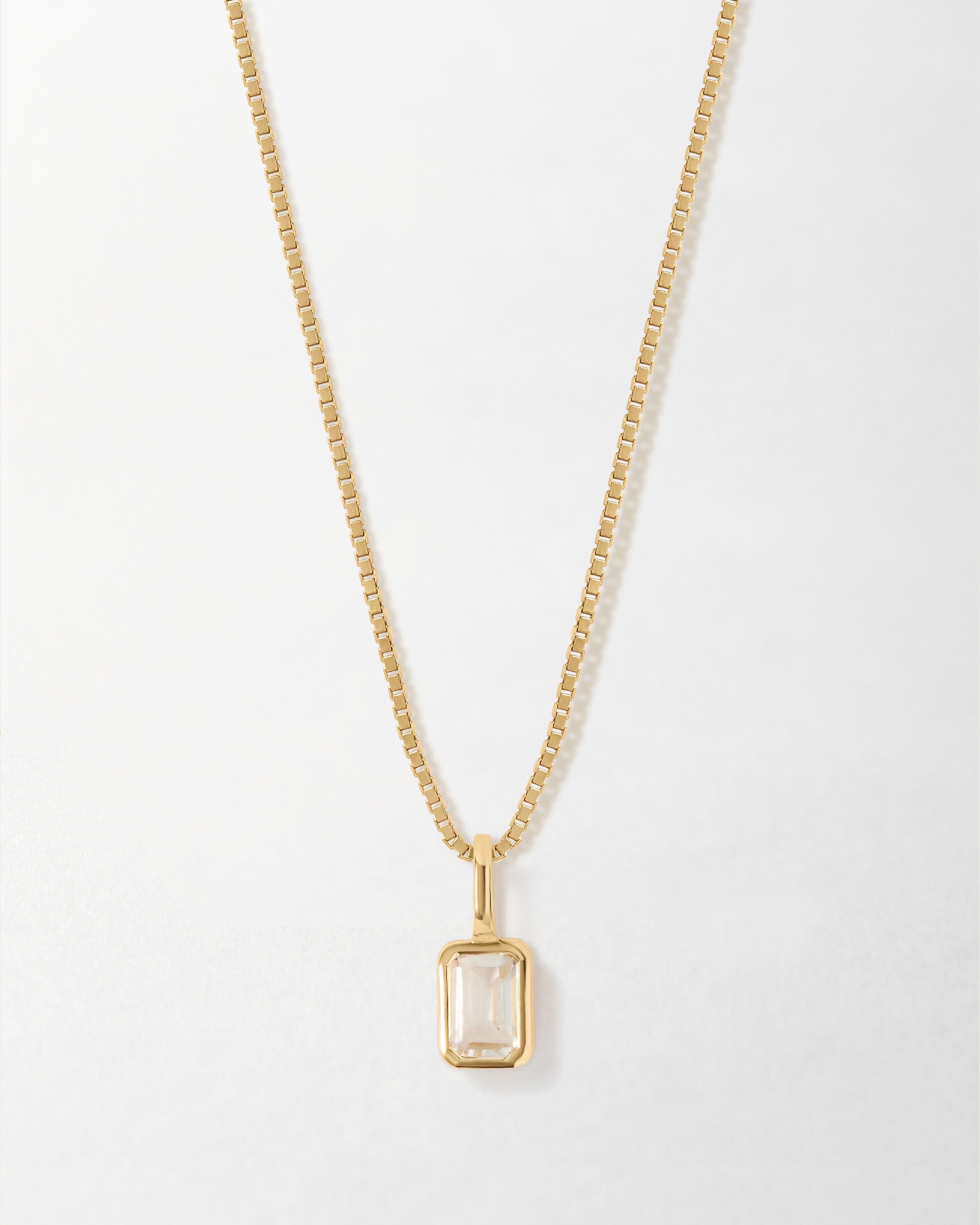 Colar Mini Oitavado Pedra do Mês - Abril (Topázio Branco) - Ouro 18K | SILLENE