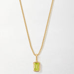 Colar Mini Oitavado Pedra do Mês - Agosto (Peridoto) - Ouro 18K | SILLENE