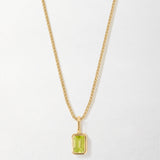 Colar Mini Oitavado Pedra do Mês - Agosto (Peridoto) - Ouro 18K | SILLENE