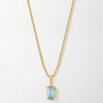 Colar Mini Oitavado Pedra do Mês - Dezembro (Topázio Azul) - Ouro 18K | SILLENE