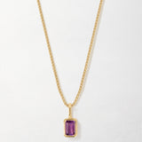 Colar Mini Oitavado Pedra do Mês - Fevereiro (Ametista) - Ouro 18K | SILLENE