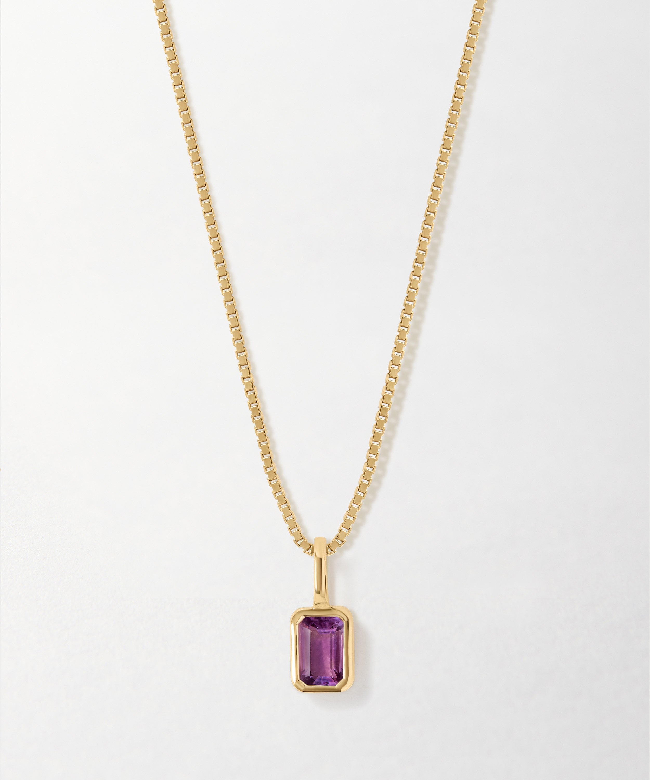 Colar Mini Oitavado Pedra do Mês - Fevereiro (Ametista) - Ouro 18K | SILLENE