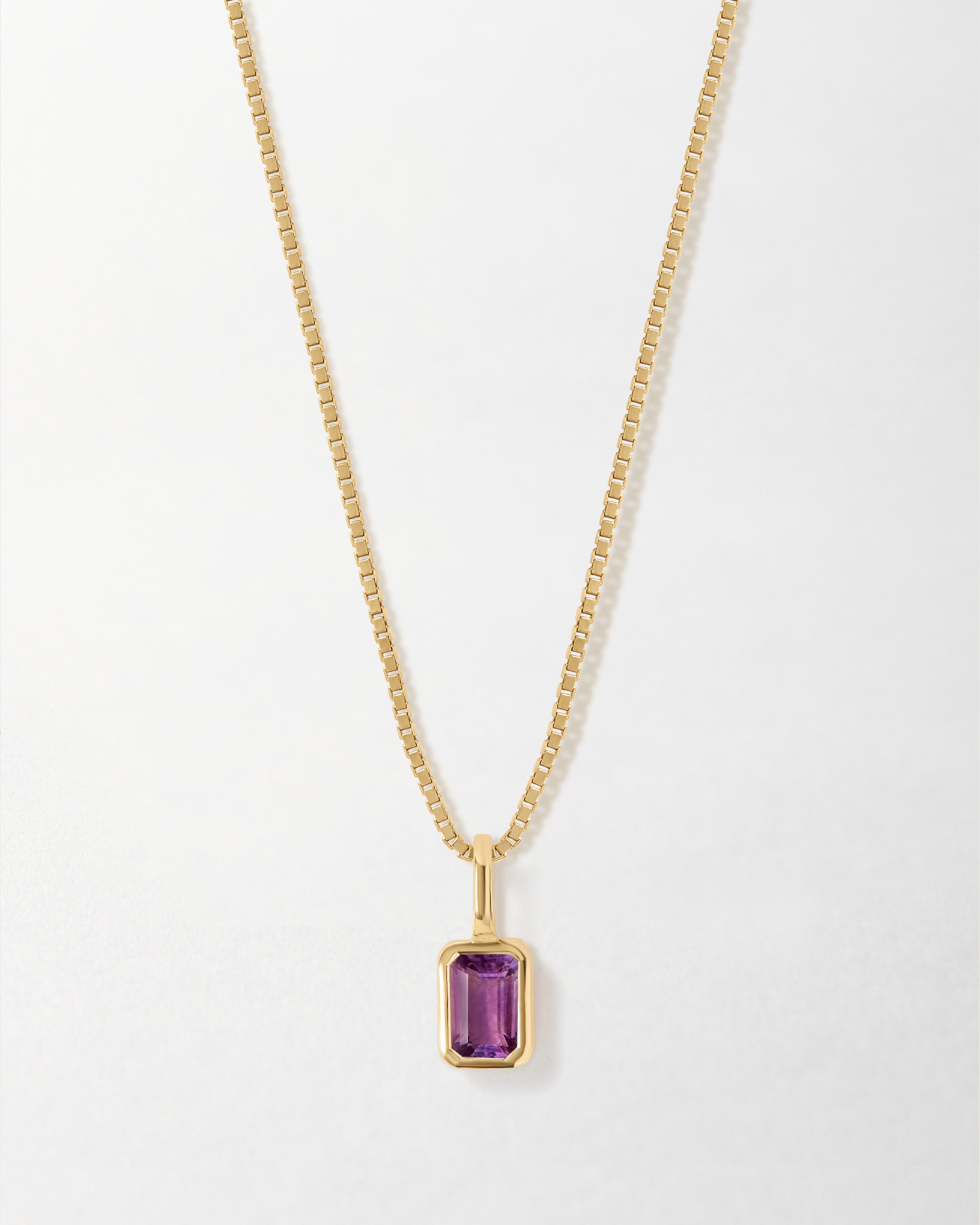 Colar Mini Oitavado Pedra do Mês - Fevereiro (Ametista) - Ouro 18K | SILLENE