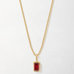 Colar Mini Oitavado Pedra do Mês - Janeiro (Granada) - Ouro 18K | SILLENE
