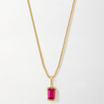 Colar Mini Oitavado Pedra do Mês - Julho (Rubi) - Ouro 18K | SILLENE