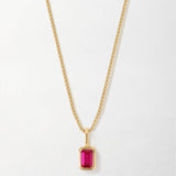 Colar Mini Oitavado Pedra do Mês - Julho (Rubi) - Ouro 18K | SILLENE