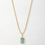 Colar Mini Oitavado Pedra do Mês - Março (Água-marinha) - Ouro 18K | SILLENE