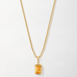 Colar Mini Oitavado Pedra do Mês - Novembro (Citrino) - Ouro 18K | SILLENE
