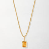 Colar Mini Oitavado Pedra do Mês - Novembro (Citrino) - Ouro 18K | SILLENE