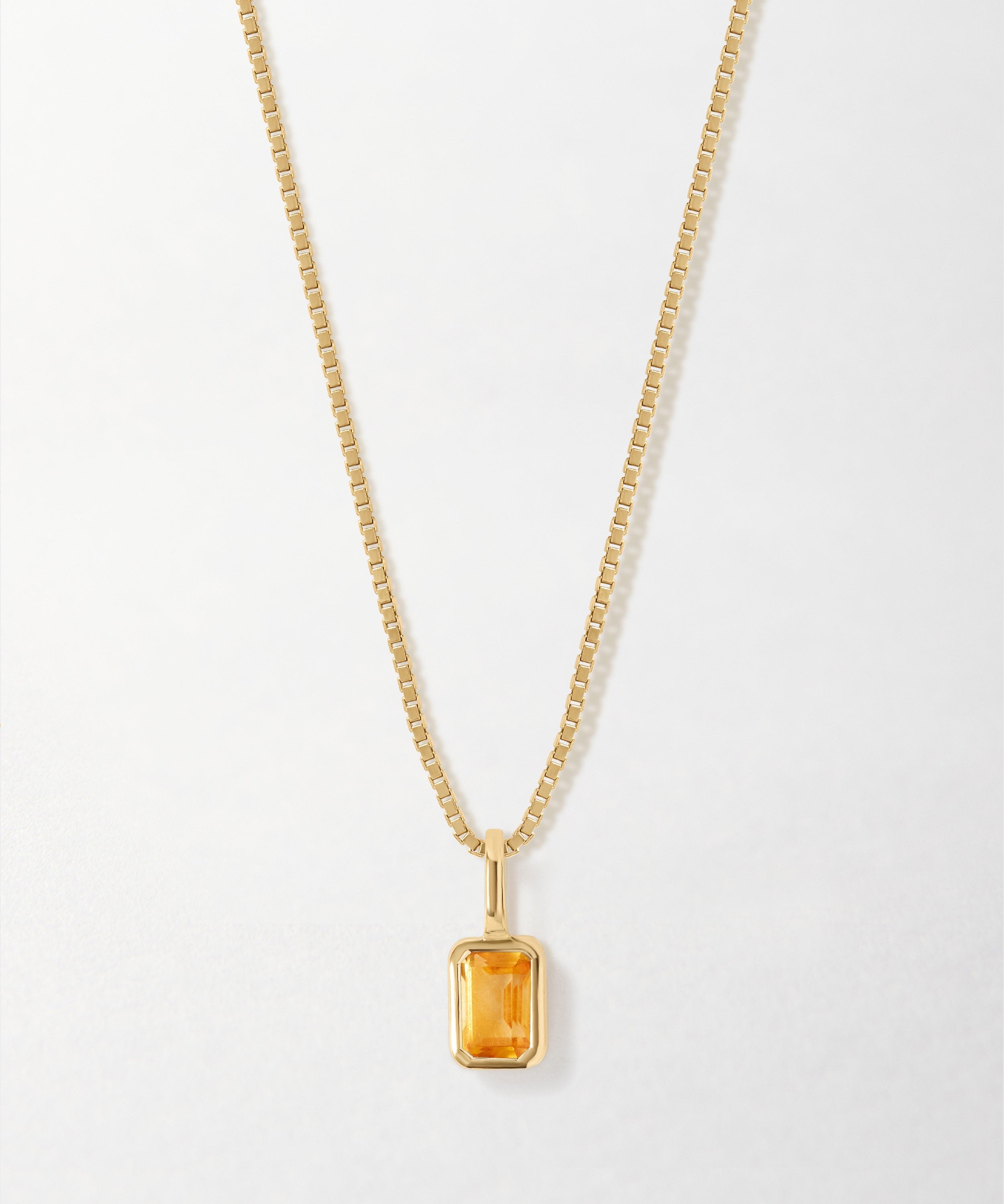 Colar Mini Oitavado Pedra do Mês - Novembro (Citrino) - Ouro 18K | SILLENE
